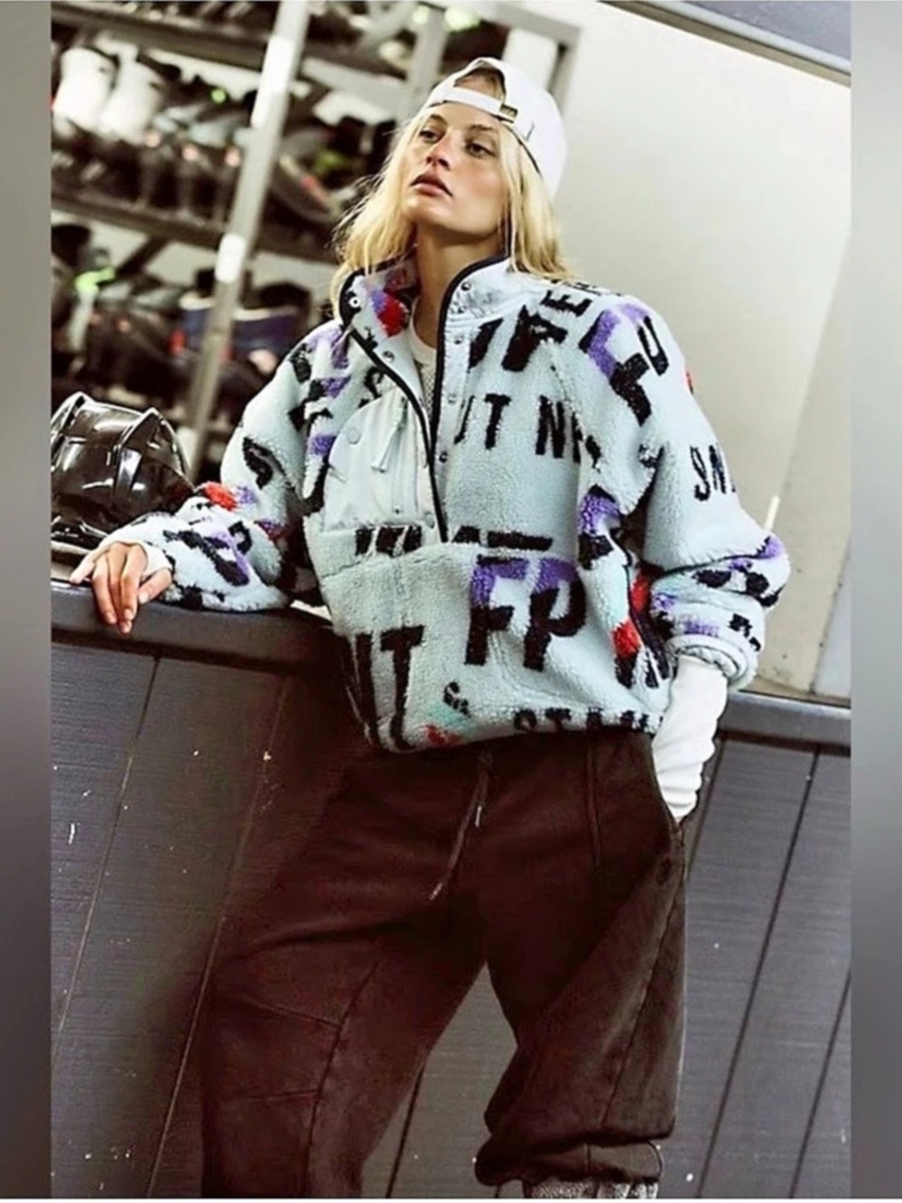 Free People FP Movement Hit The Slopes Printed Fleece Pullover Fleece Pullover
